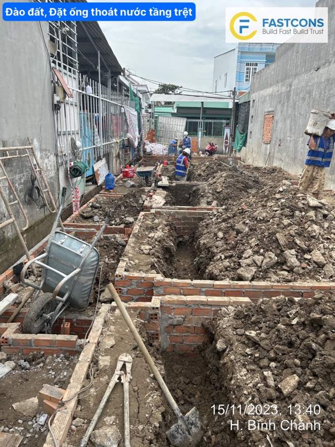 Hệ ống thoát tầng trệt trước khi thử nước
