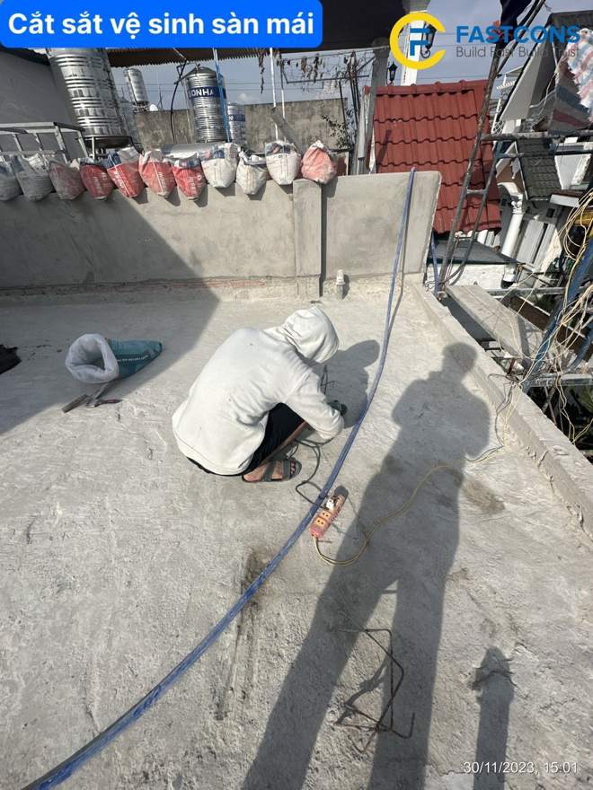 Sàn đã vệ sinh, sẵn sàng đổ bê tông
