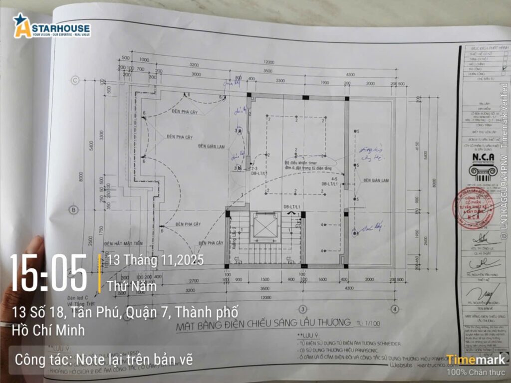 Bản vẽ có ghi chú kiểm tra