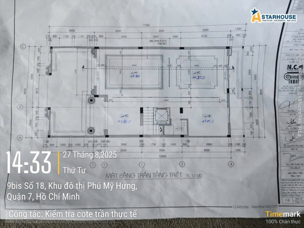 Bản vẽ có ghi chú kiểm tra